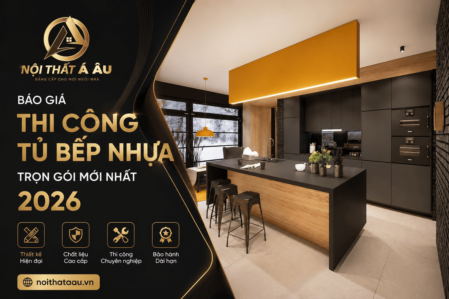 Báo giá thi công tủ bếp nhựa trọn gói 2026