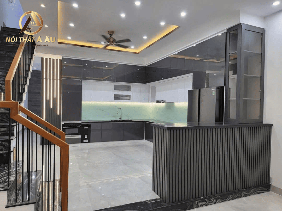 tủ bếp màu grey